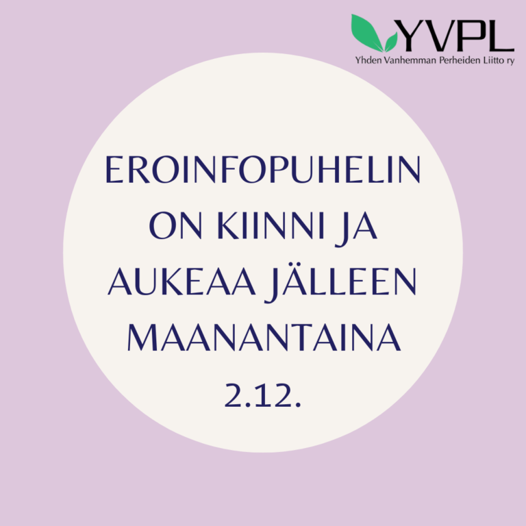 Eroinfopuhelin on kiinni ja aukeaa jälleen 2.12.2024