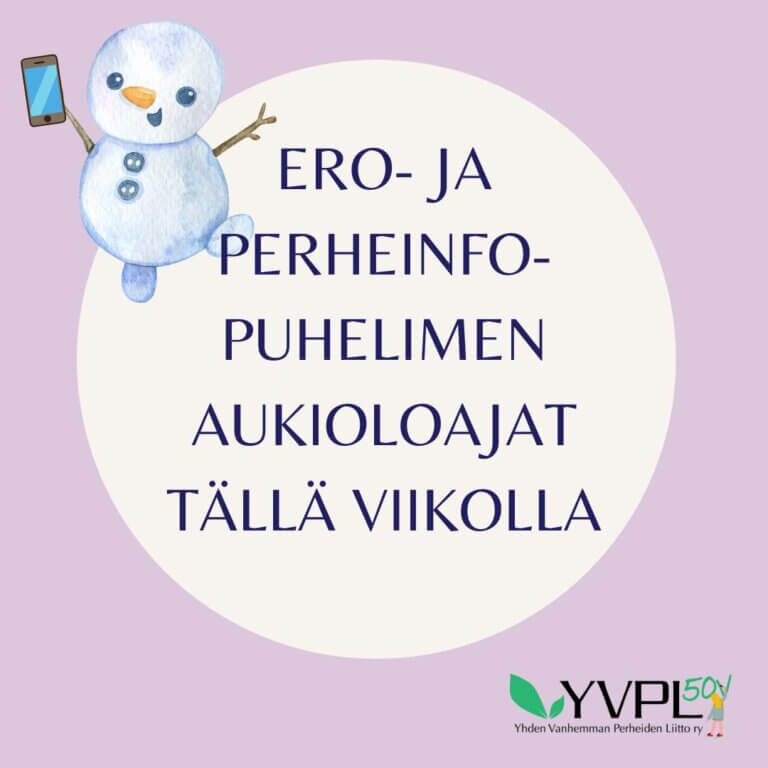 Ero- ja perheinfopuhelimien aukioloajat viikolla 8