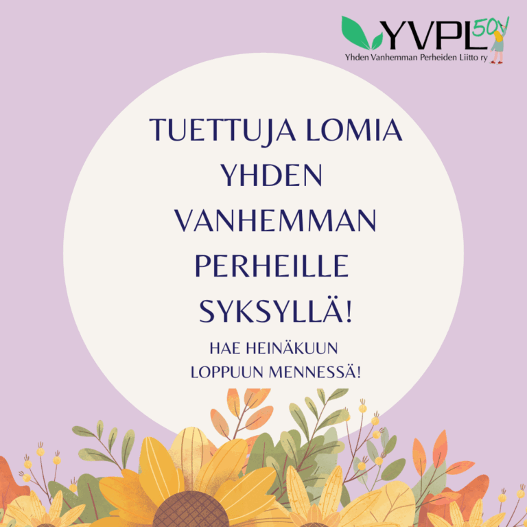Tuettuja lomia yhden vanhemman perheille syksyllä 2025 –  haku heinäkuun loppuun asti!